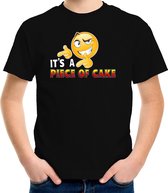 Funny emoticon t-shirt Its a piece of cake zwart kids XL (158-164)