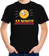 Funny emoticon t-shirt jammie zwart voor kids S (122-128)