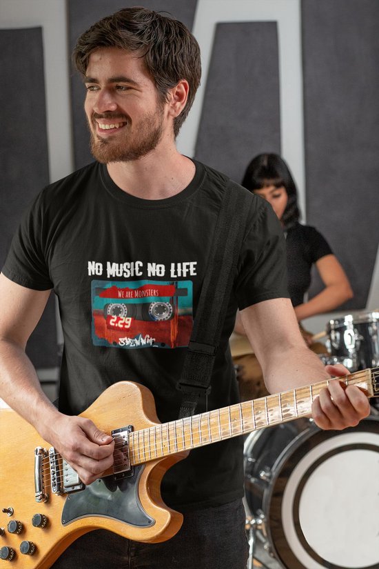 Gitaar Muziek Urban T-Shirt Hip Muzikant No Music No Life | Cadeau voor gitarist | Cadeautip | Funny meme | Rock | Unisex Maat Size L