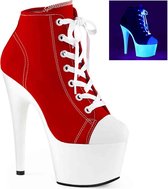 Pleaser Plateau Laarzen, Paaldans schoenen -41 Shoes- ADORE-700SK Paaldans schoenen Rood/Wit