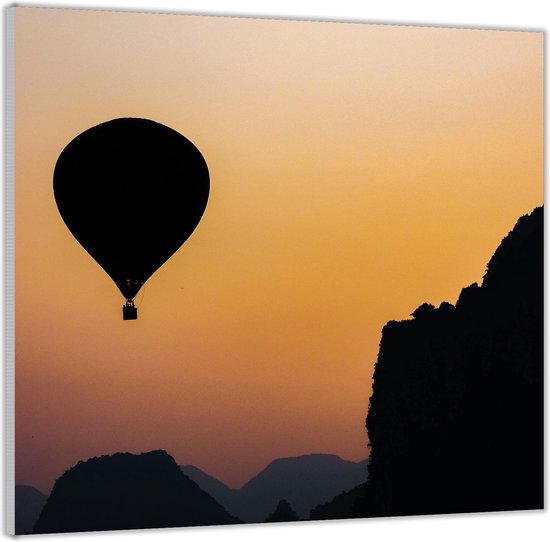 Acrylglas –Silhouet van Luchtballon– 80x80 (Met ophang)
