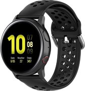 Siliconen Smartwatch bandje - Geschikt voor  Samsung Galaxy Watch Active siliconen bandje met gaatjes - zwart - Horlogeband / Polsband / Armband