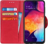 Samsung Galaxy A50 Book Case Hoesje Kunst Leer Wallet Rood