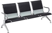 Clp Airport Wachtbank - Kunstleer - zwart/zilver 3 zitplaatsen