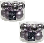 20x Lila paarse glazen kerstballen 6 cm - glans en mat - Glans/glanzende - Kerstboomversiering lila paars