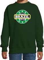 Have fear Brazil is here sweater met sterren embleem in de kleuren van de Braziliaanse vlag - groen - kids - Brazilie supporter / Braziliaans elftal fan trui / EK / WK / kleding 134/146