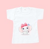 Baby t-shirtje opdruk olifantje/vlinder  100% katoen (maat 56)