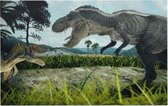 Dinosaurus T-Rex battlefield duo - Foto op Forex - 120 x 80 cm