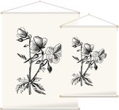 Beemdooievaarsbek zwart-wit (Meadow Cranes Bill) - Foto op Textielposter - 45 x 60 cm