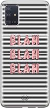 Samsung A71 hoesje siliconen - Blah blah blah | Samsung Galaxy A71 case | blauw | TPU backcover transparant