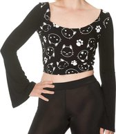 Banned Crop top -M- Purrrfect cute kitty Occult Zwart