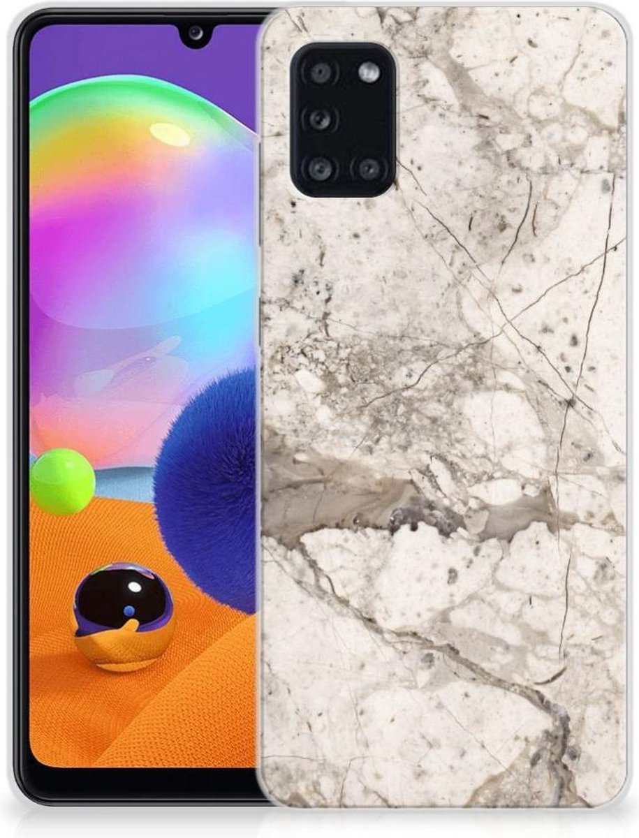 Samsung Galaxy A31 TPU Siliconen Hoesje Marmer Beige