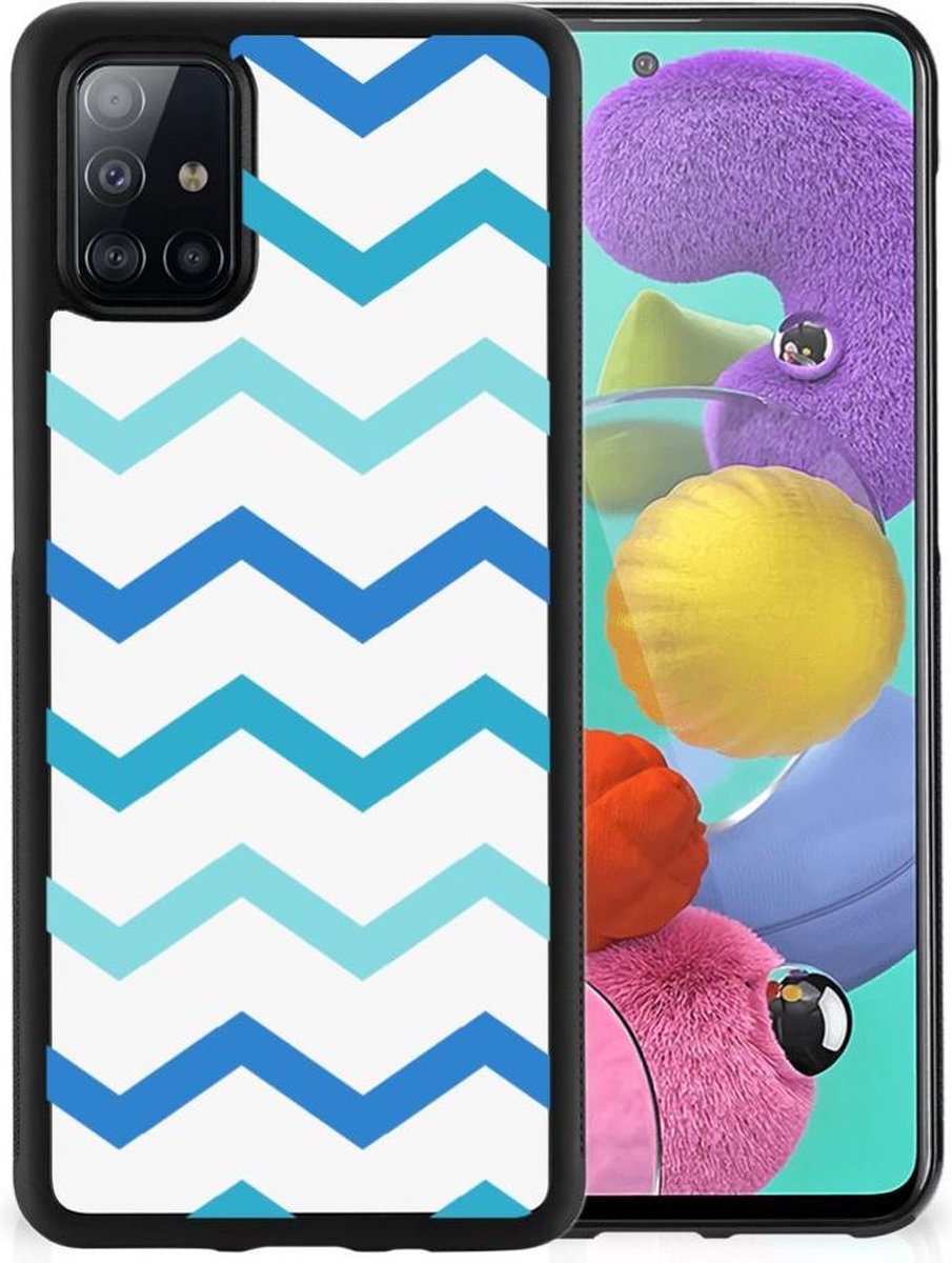 Samsung Galaxy A51 Bumper Case Zigzag Blauw