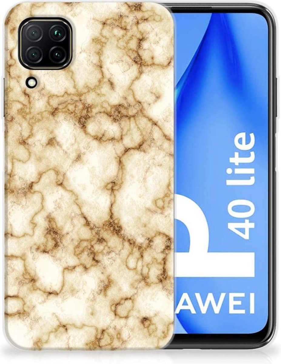 Huawei P40 Lite TPU Siliconen Hoesje Marmer Goud