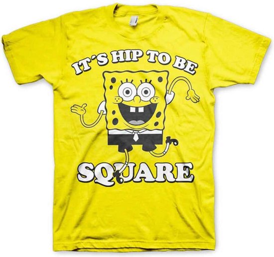 SpongeBob SquarePants Heren Tshirt -M- Hip To Be Square Geel