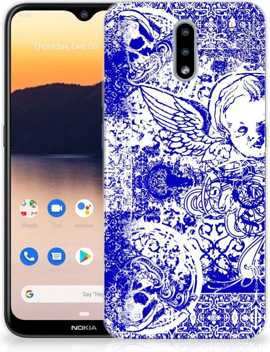 Silicone Back Case Nokia 2.3 Angel Skull Blauw