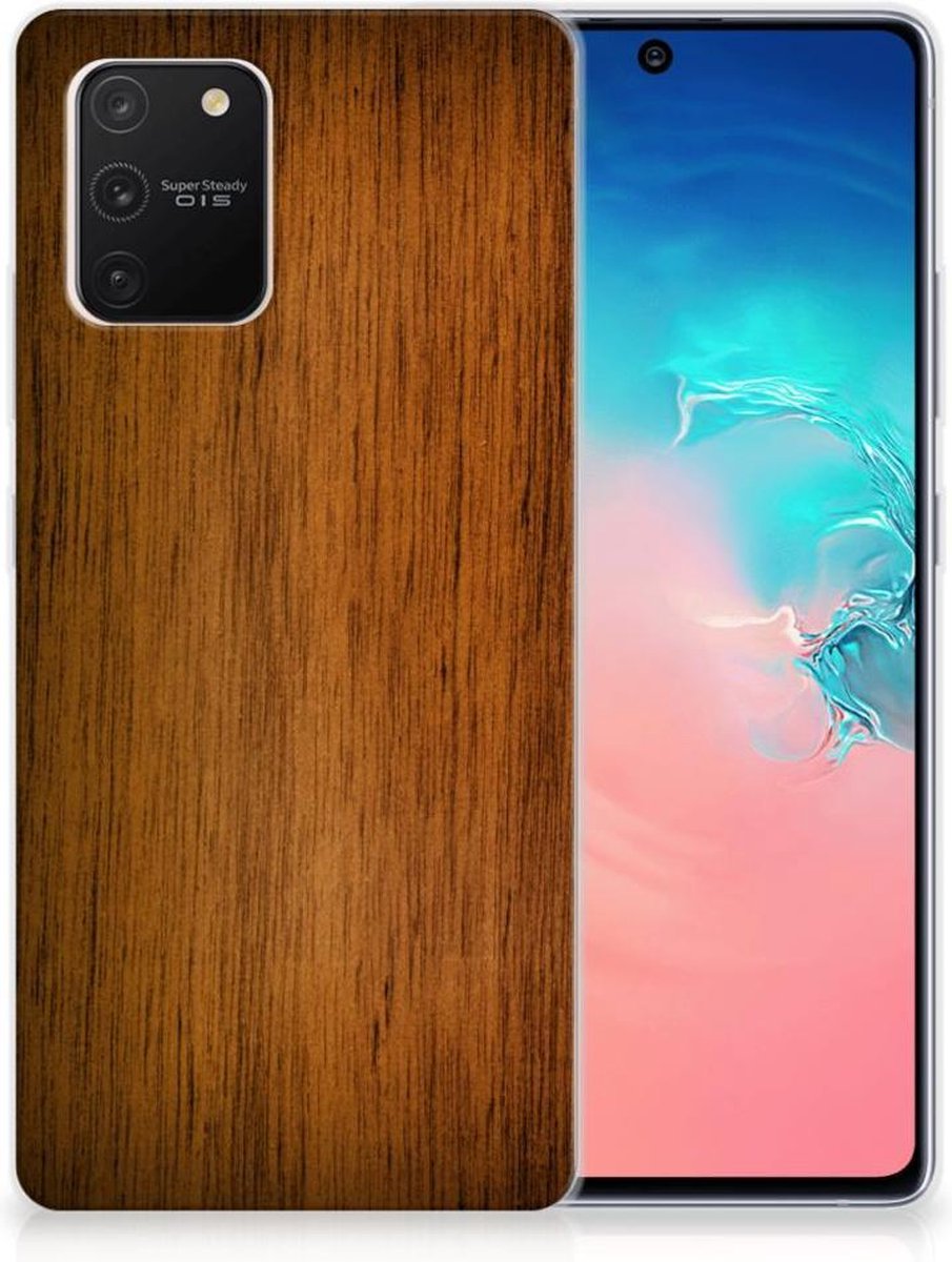 Back Cover voor Samsung Galaxy S10 Lite Bumper Hoesje Donker Hout