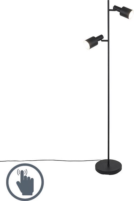 Roman Dapperheid Vrijwel QAZQA stijn - Moderne Vloerlamp | Staande Lamp - 2 lichts - H 1560 mm -  Zwart -... | bol.com