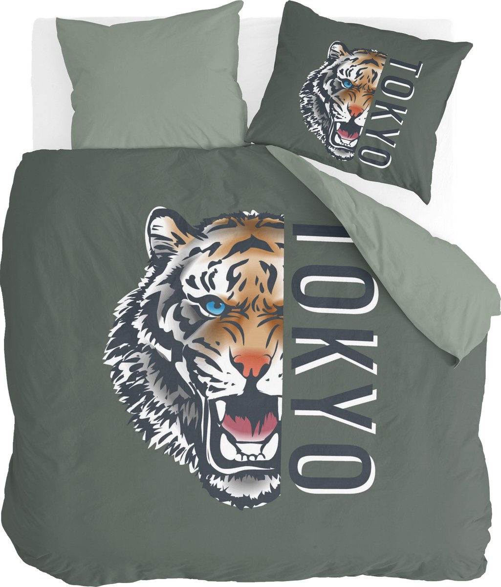 Byrklund Dekbedovertrek Tokyo Tiger - 200x220 - 100% Katoen - Groen