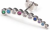 Oorsteker Bar Met Rainbow Strass (21 x 4 mm) Zilver (1 stuk)