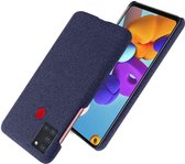 Samsung Galaxy A21S Stof Hard Back Cover Blauw