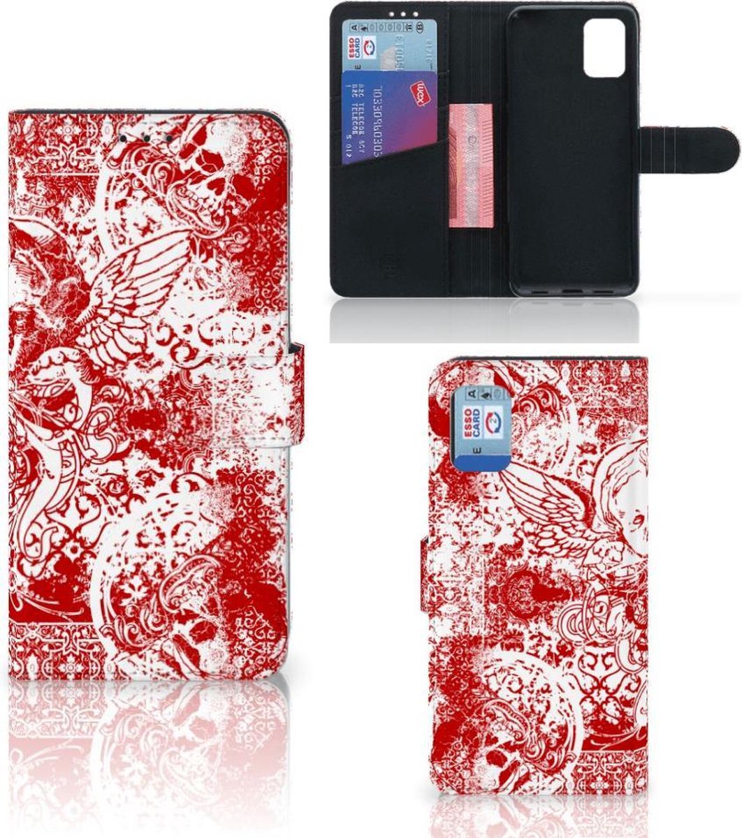 Telefoonhoesje met Naam Samsung Galaxy A31 Angel Skull Rood