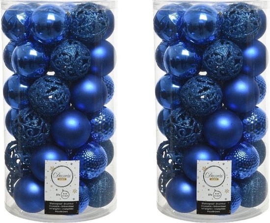 Inschrijven hel licht 74x Kobalt blauwe kunststof kerstballen 6 cm - Mix - Onbreekbare plastic  kerstballen -... | bol.com