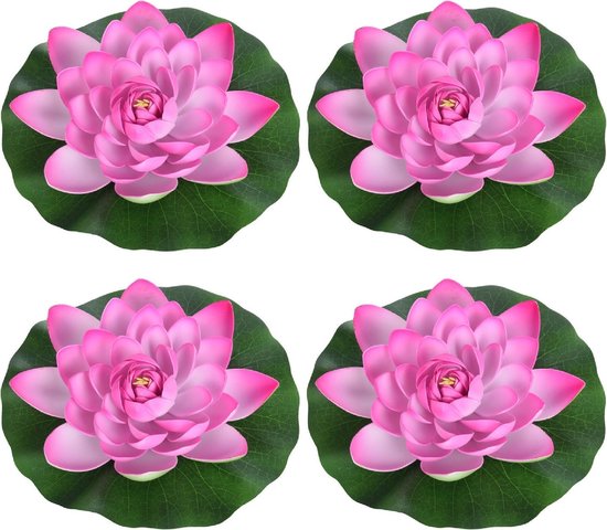 4x Fleurs de nénuphar artificiel flottant rose 26 cm - Accessoires de  jardin -... | bol.com