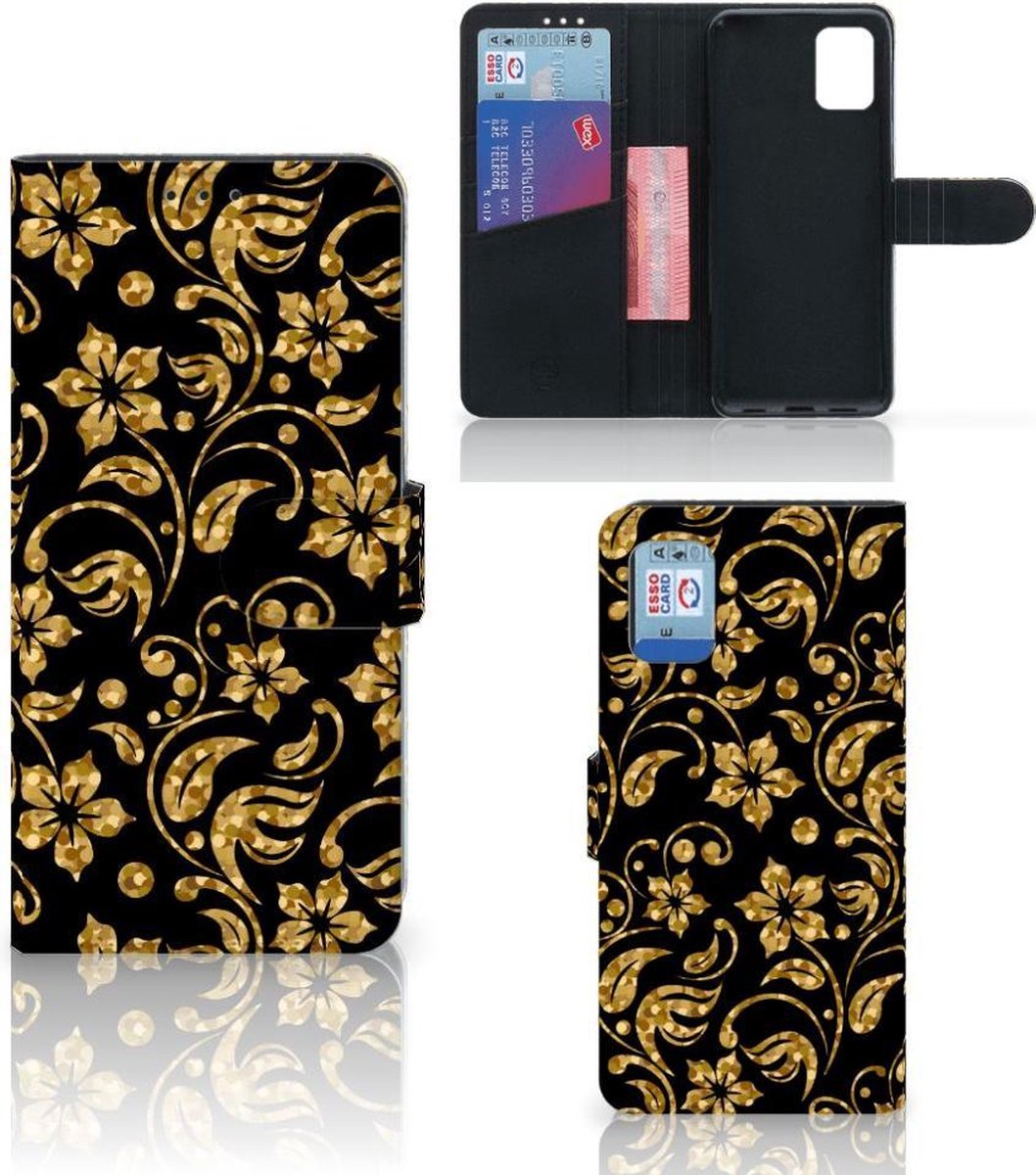 Samsung Galaxy A31 Hoesje Gouden Bloemen