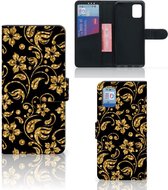 Telefoonhoesje Geschikt voor Samsung Galaxy A31 Bookcase Cadeau voor Oma Gouden Bloemen