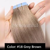 Tape Hair Extensions kleur 18 grey brown Stikker 50gram/2,5gram stuk dik&volle punten