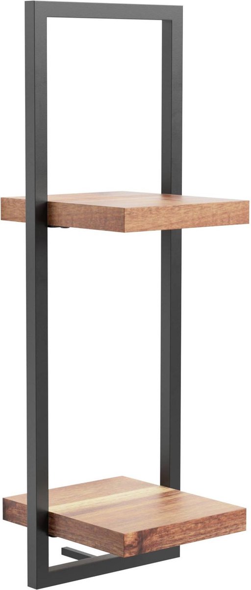 Industriële Wandplank Acaciahout – Wandrek Metaal – 75 × 25 cm – Zwevende Wandplank – Zwart – Shelfie D