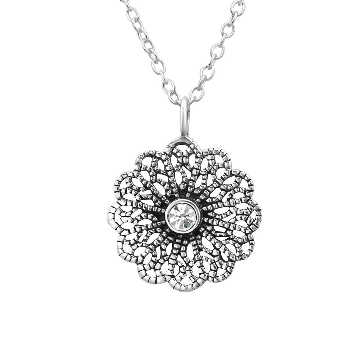 WeLoveSilver - zilveren damesketting - kristallen hanger - 925 zilver