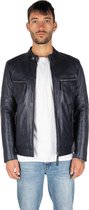 Mystery Moon Leren Jas - Heren Jas - Blauw -Maat 3XL