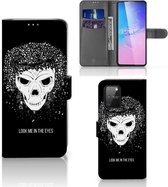 Bookstyle Case Geschikt voor Samsung S10 Lite Telefoonhoesje met Tekst Skull Hair