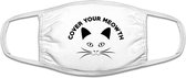 Katten mondkapje - grappig | gezichtsmasker | bescherming | bedrukt | logo | Wit mondmasker van katoen, uitwasbaar & herbruikbaar. Geschikt voor OV