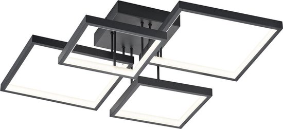 LED Plafondlamp - Plafondverlichting - Trion Soranto - 24W - Warm Wit 3000K - Dimbaar - Vierkant - Mat Zwart - Aluminium