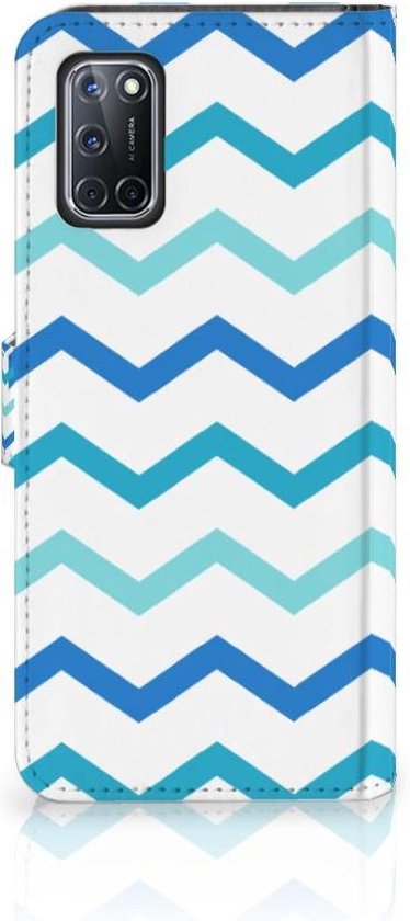 Coque OPPO A72 | OPPO A52 magnétique Cuir PU Protection Etui Housse pour Zigzag Bleu