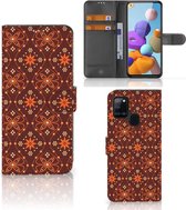 Telefoonhoesje Geschikt voor Samsung Galaxy A21s Wallet Book Case Batik Brown