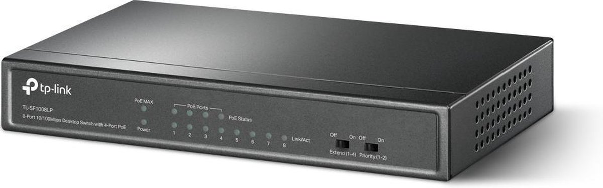 TP-LINK TL-SF1008LP netwerk-switch Unmanaged Fast Ethernet (10/100) Power over Ethernet (PoE) Zwart