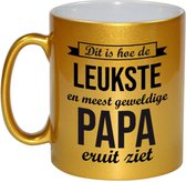 Voici à quoi ressemble le papa le plus mignon et le plus génial cadeau tasse à café / tasse à thé - couleur or - 330 ml - anniversaire / fête des pères - tasses de texte cadeau
