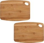 2x Rechthoekige bamboe houten snijplanken met oog 26 cm - Zeller - Keukenbenodigdheden - Kookbenodigdheden - Snijplanken/serveerplanken - Houten serveerborden - Snijplanken van hout