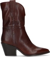 Manfield - Dames - Bruine leren cowboylaarzen - Maat 36