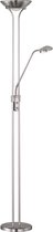 LED Vloerlamp - Trion Spockens - 25W - Warm Wit 3000K - 2-lichts - Dimbaar - Rond - Mat Nikkel - Aluminium - BSE