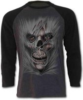 Stitched Up - Heren raglan shirt met lange mouwen zwart/charcoal grijs - S