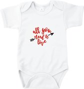 Rompertjes baby met tekst - All you need is love - Romper wit - Maat 74/80