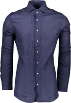 Profuomo   Overhemd Zwart  - Maat UK18-EU45 - Heren - Lente/Zomer Collectie - Linnen