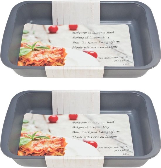 Set Van 2 Rechthoekige Glazen Ovenschotels Met Deksel - 1L + 1.5L Bakvorm Voor Oven En Magnetron