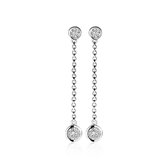 ZINZI zilveren oorhangers wit 35mm lang ZIO1566