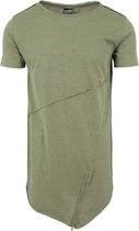 Urban Classics Heren Tshirt -2XL- Long Open Edge Front Zip Groen